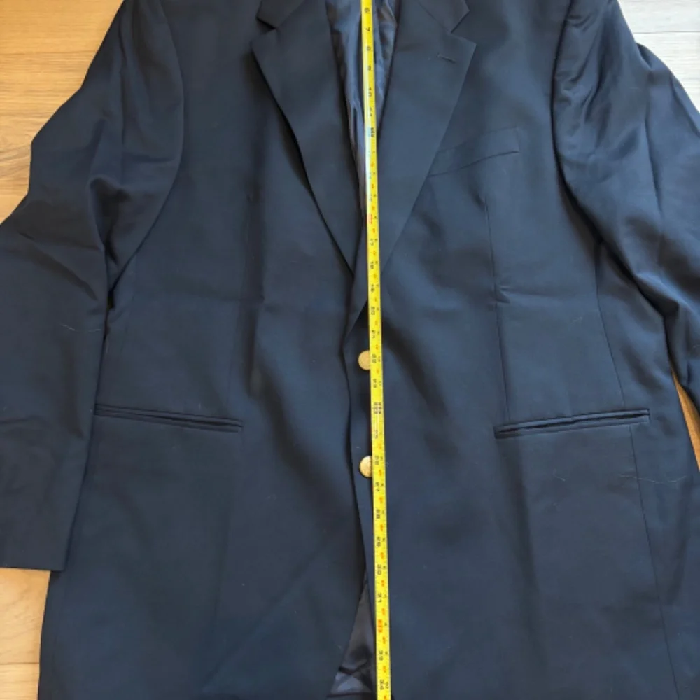 Ralph Lauren Blazer Sports Coat 100% Wool‎ Navy Blue Gold Button Suit Jacket 46L